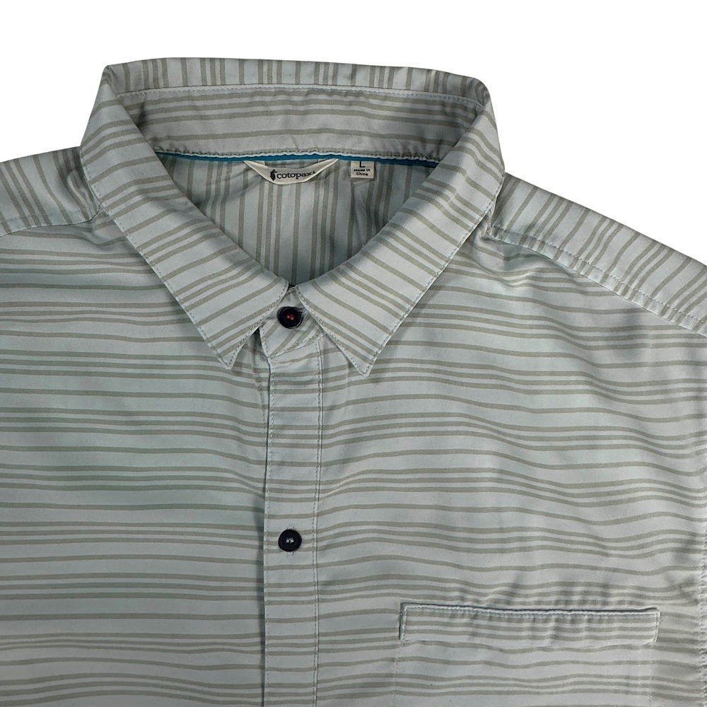 Cotopaxi Mens Large Striped Short‎ Sleeve Button Down Casual Shirt
